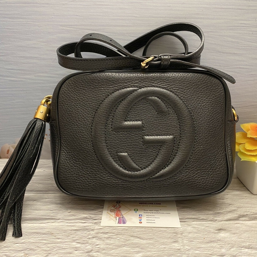 ❤️‍🩹SOLD❤️‍🩹GUCCI Soho Disco Black Leather Crossbody Shoulder (308364 520981B)